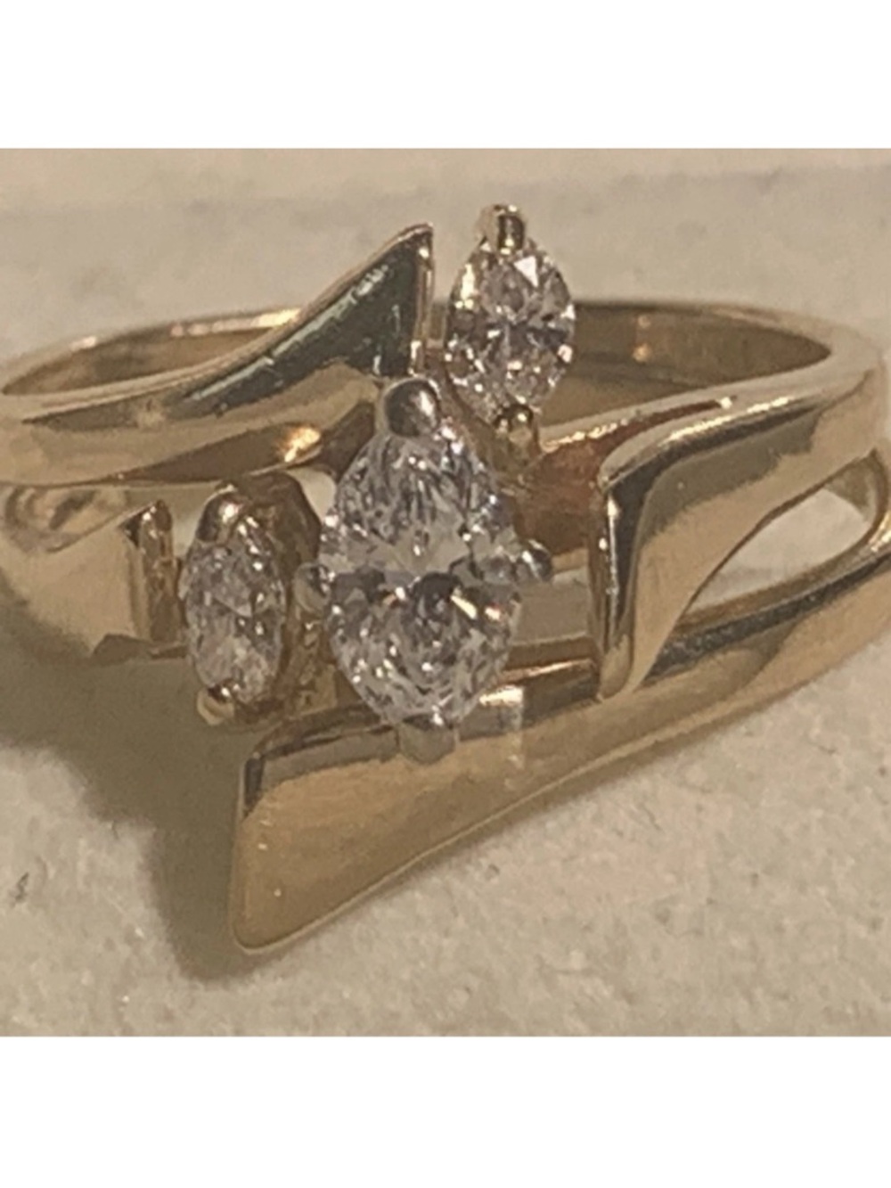 Heirloom 14 k Gold Marquise CZ
Engagement Wedding Ring Set Prong
Setting Size 5